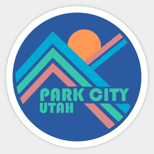 Park City Retro Line Mountains Blue Sticker